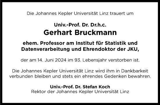 Traueranzeige von Gerhart Bruckmann von OÖNachrichten