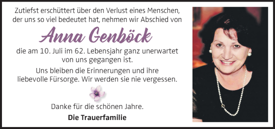 Traueranzeige von Anna Genböck von OÖNachrichten