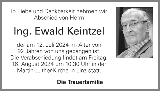 Traueranzeige von Ewald Keintzel von OÖNachrichten