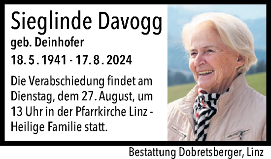 Traueranzeige von Sieglinde Davogg von OÖNachrichten