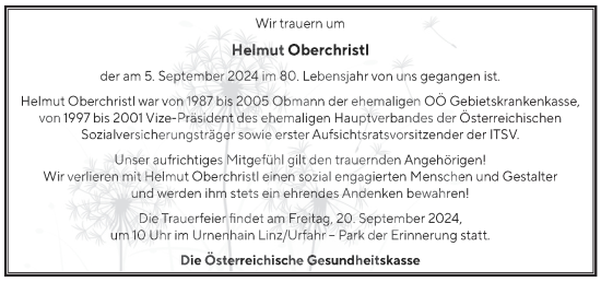 Traueranzeige von Helmut Oberchristl von OÖNachrichten