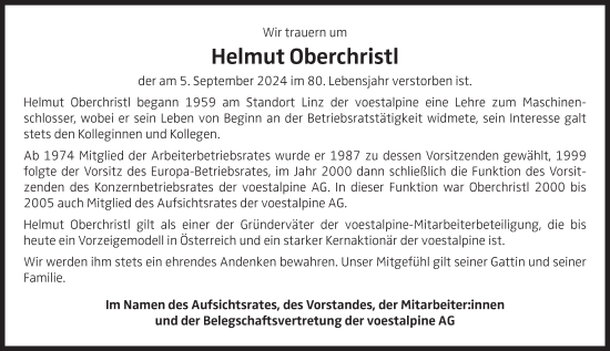 Traueranzeige von Helmut Oberchristl von OÖNachrichten