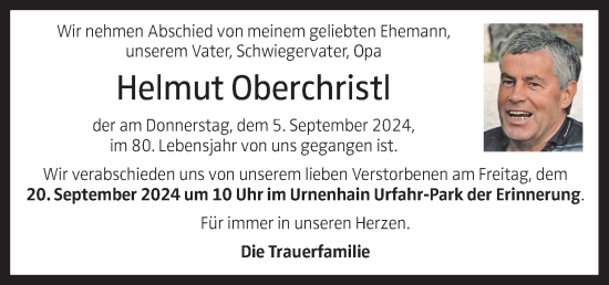 Traueranzeige von Helmut Oberchristl von OÖNachrichten