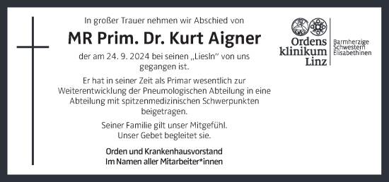 Traueranzeige von Kurt Aigner von OÖNachrichten