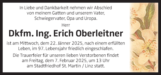 Traueranzeige von Erich Oberleitner von OÖNachrichten