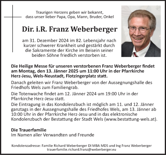 Traueranzeige von Franz Weberberger von OÖNachrichten