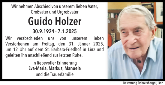 Traueranzeige von Guido Holzer von OÖNachrichten