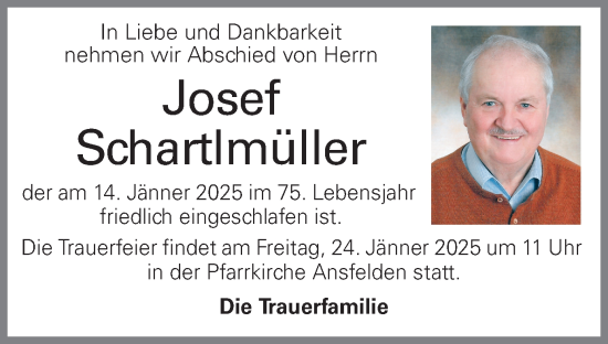 Traueranzeige von Josef Schartlmüller von OÖNachrichten