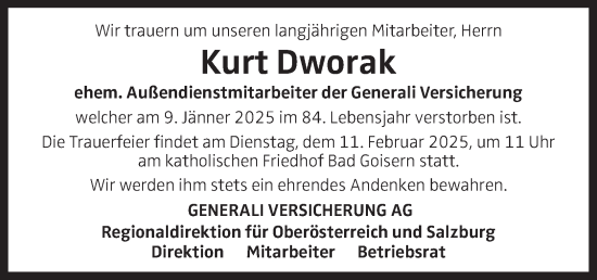 Traueranzeige von Kurt Dworak von OÖNachrichten