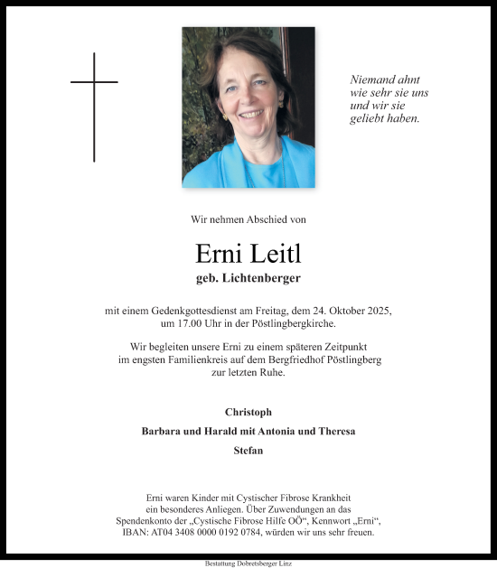 Traueranzeige von Erni Leitl von OÖNachrichten