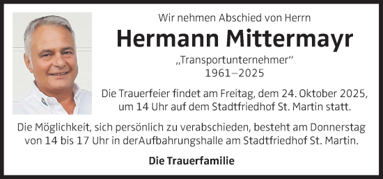 Traueranzeige von Hermann Mittermayr von OÖNachrichten