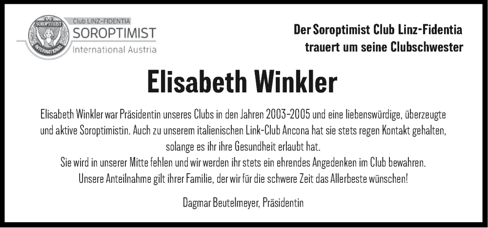 Traueranzeige für Elisabeth Winkler vom 05.11.2025 aus OÖNachrichten