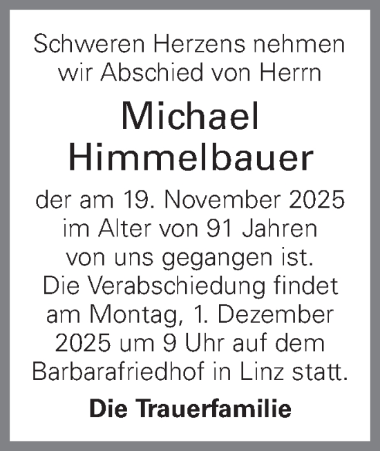 Traueranzeige von Michael Himmelbauer von OÖNachrichten