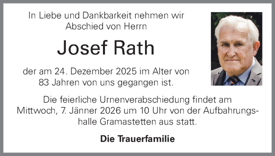Traueranzeige von Josef Rath von OÖNachrichten
