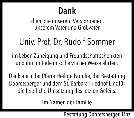 Traueranzeige von Rudolf Sommer von OÖNachrichten