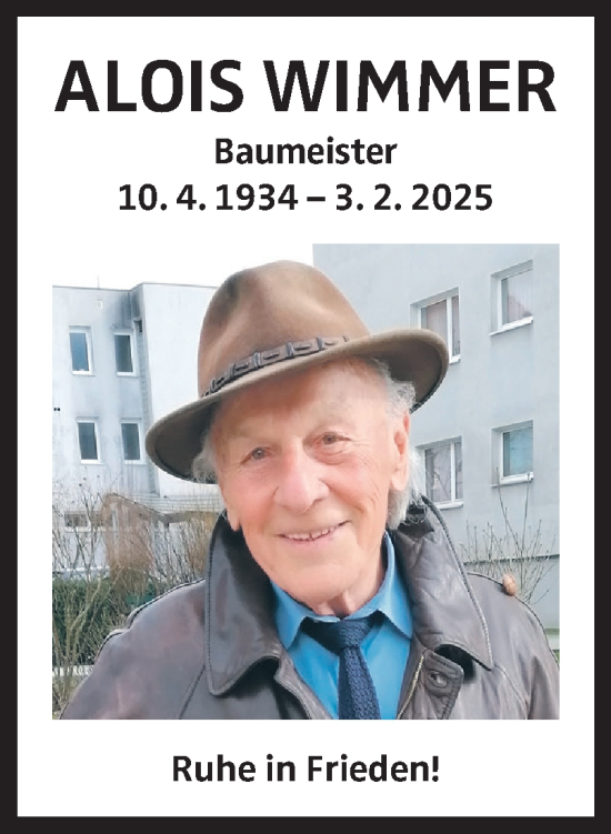 Traueranzeige von Alois Wimmer von OÖNachrichten
