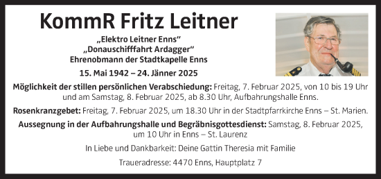 Traueranzeige von Fritz Leitner von OÖNachrichten