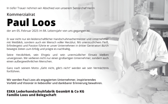 Traueranzeige von Paul Loos von OÖNachrichten