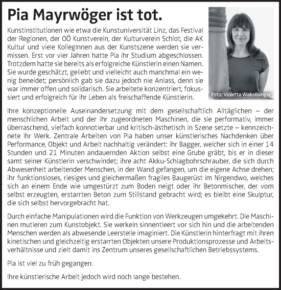 Traueranzeige von Pia Mayrwöger von OÖNachrichten
