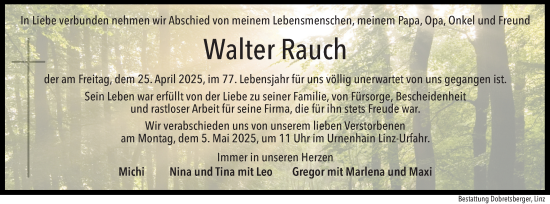 Traueranzeige von Walter Rauch von OÖNachrichten