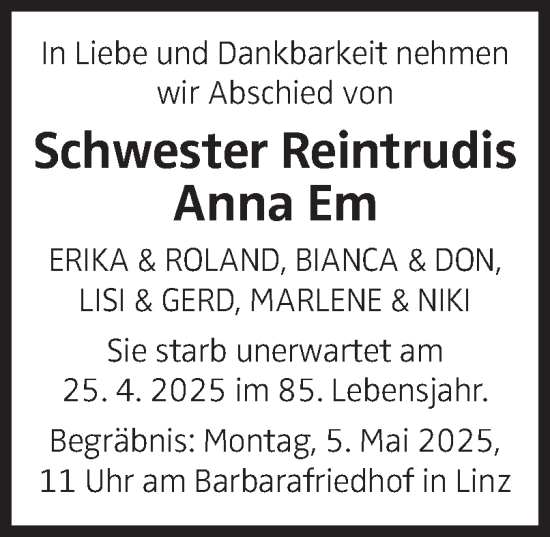 Traueranzeige von Anna  von OÖNachrichten