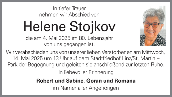 Traueranzeige von Helene Stojkov von OÖNachrichten