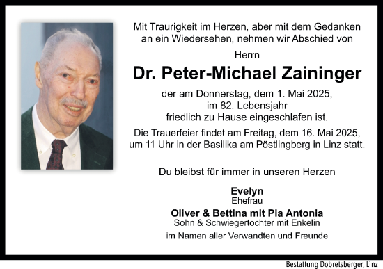 Traueranzeige von Peter-Michael Zaininger von OÖNachrichten
