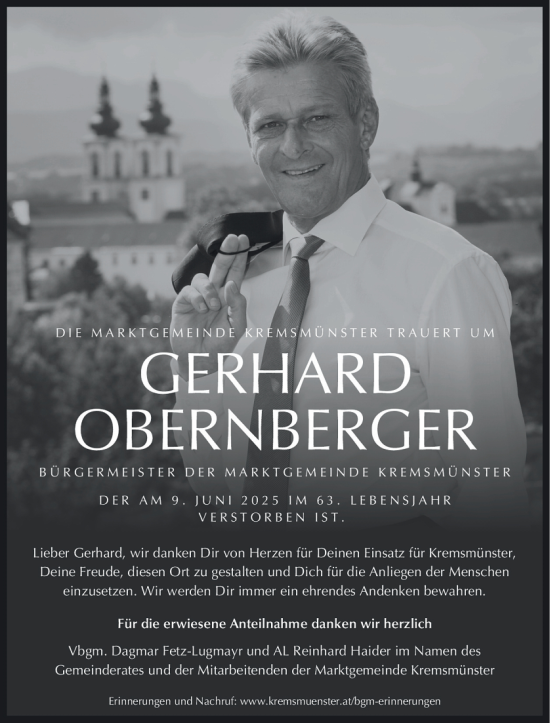 Traueranzeige von Gerhard Obernberger von OÖNachrichten