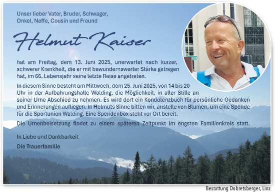 Traueranzeige von Helmut Kaiser von OÖNachrichten