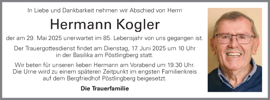 Traueranzeige von Hermann Kogler von OÖNachrichten