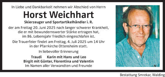 Traueranzeige von Horst Weichhart von OÖNachrichten