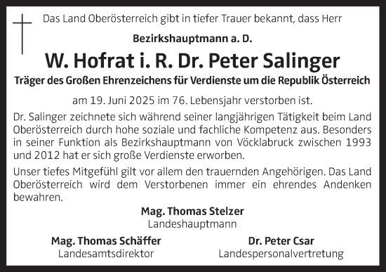 Traueranzeige von Peter Salinger von OÖNachrichten