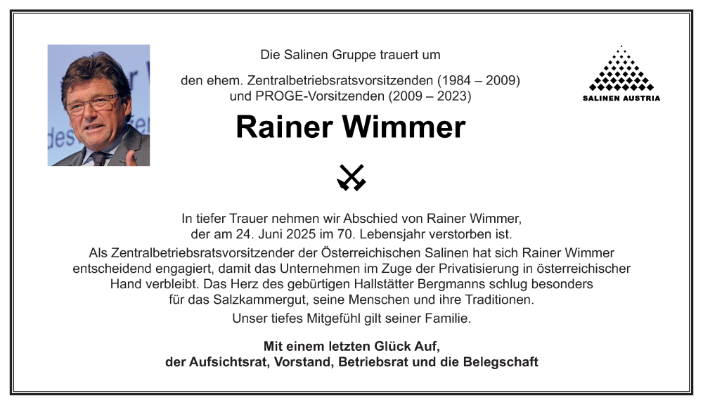  Traueranzeige für Rainer Wimmer vom 28.06.2025 aus OÖNachrichten