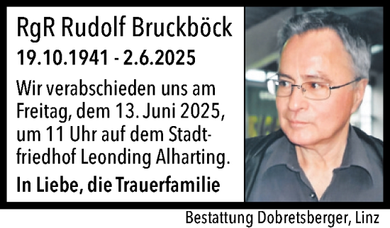 Traueranzeige von Rudolf Bruckböck von OÖNachrichten