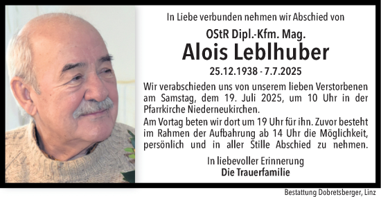 Traueranzeige von Alois Leblhuber von OÖNachrichten