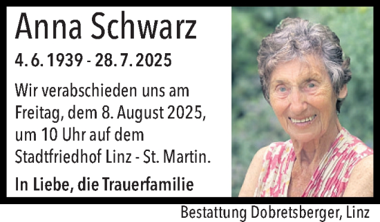 Traueranzeige von Anna Schwarz von OÖNachrichten