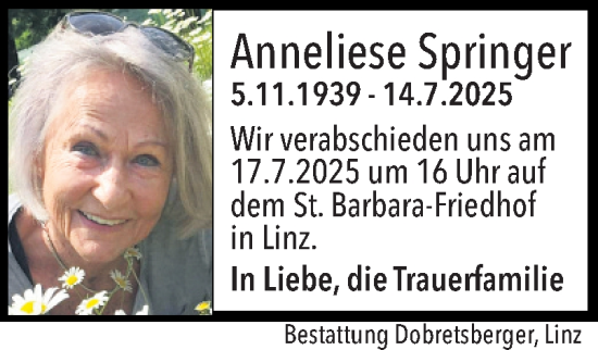 Traueranzeige von Anneliese Springer von OÖNachrichten