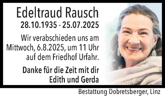 Traueranzeige von Edeltraud Rausch von OÖNachrichten
