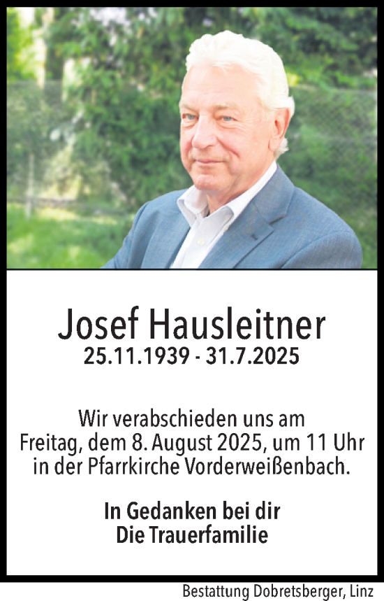 Traueranzeige von Josef Hausleitner von OÖNachrichten