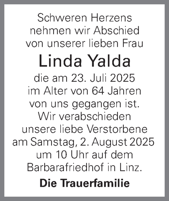 Traueranzeige von Linda Yalda von OÖNachrichten
