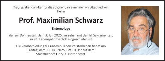 Traueranzeige von Maximilian Schwarz von OÖNachrichten