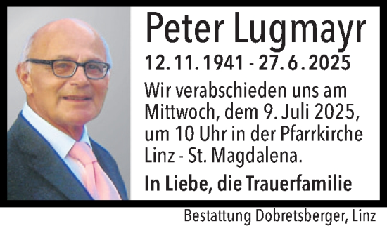 Traueranzeige von Peter Lugmayr von OÖNachrichten