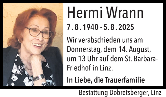 Traueranzeige von Hermi Wrann von OÖNachrichten