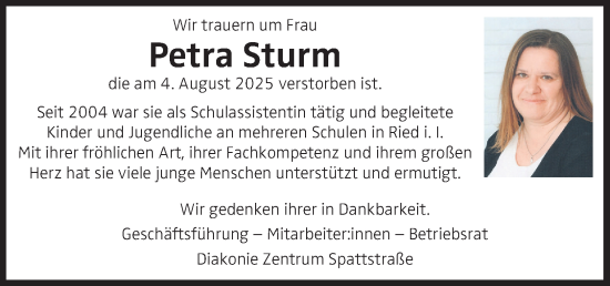 Traueranzeige von Petra Sturm von OÖNachrichten