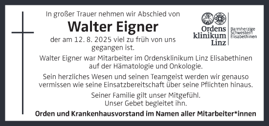 Traueranzeige von Walter Eigner von OÖNachrichten