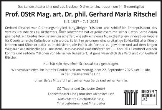 Traueranzeige von Gerhard Maria Ritschel von OÖNachrichten