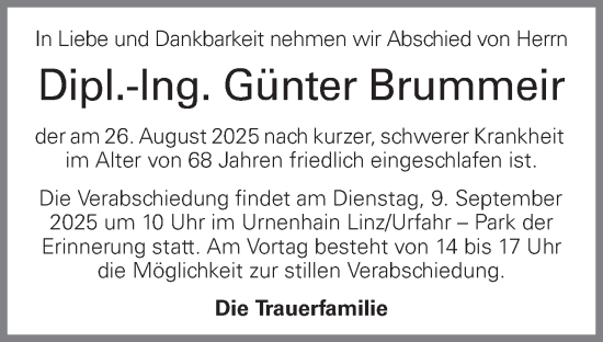 Traueranzeige von Günter Brummeir von OÖNachrichten