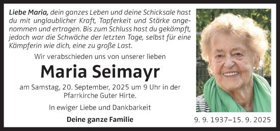 Traueranzeige von Maria Seimayr von OÖNachrichten