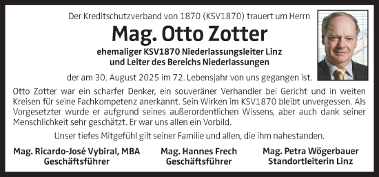 Traueranzeige von Otto Zotter von OÖNachrichten