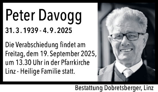 Traueranzeige von Peter Davogg von OÖNachrichten